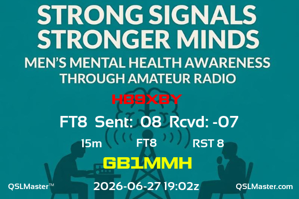 QSL Master Card for GB1MMH QSO with HB9XBY