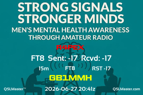 QSL Master Card for GB1MMH QSO with R4PEX