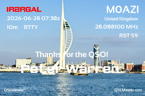 QSL Master Card for M0AZI QSO with IR2RGAL