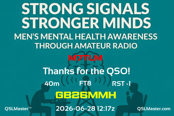 QSL Master Card for GB26MMH QSO with M7TLM