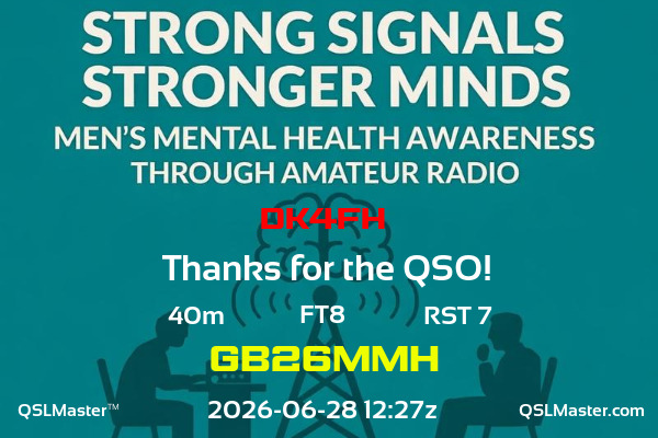 QSL Master Card for GB26MMH QSO with DK4FH