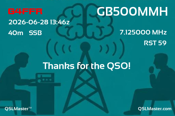 QSL Master Card for GB500MMH QSO with G4FFR