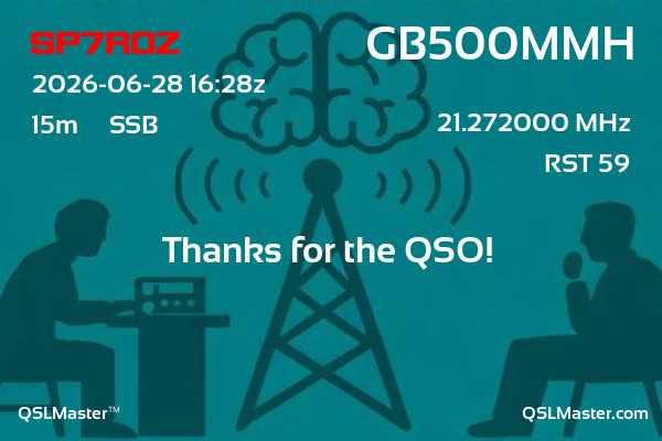 QSL Master Card for GB500MMH QSO with SP7ROZ