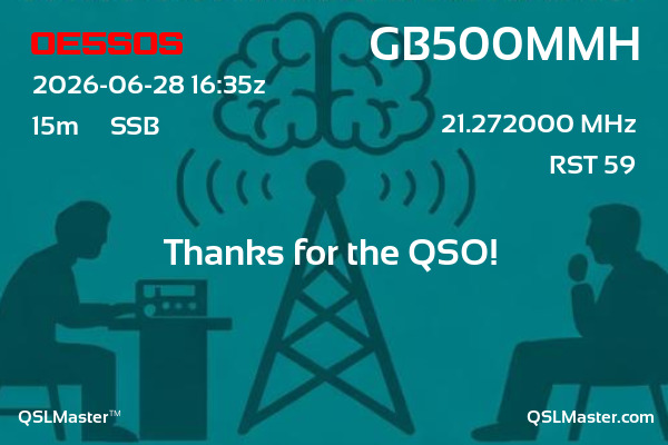 QSL Master Card for GB500MMH QSO with OE5SOS