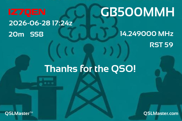 QSL Master Card for GB500MMH QSO with IZ7QEN