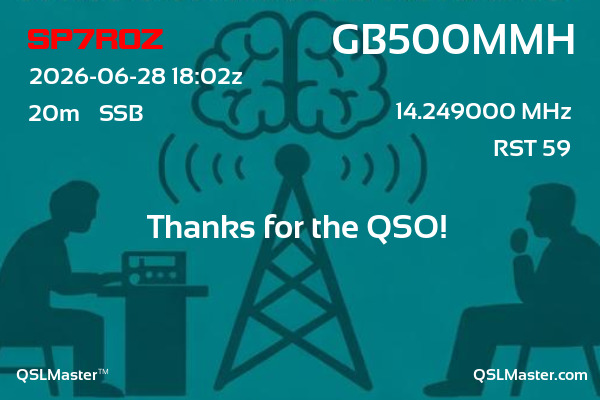 QSL Master Card for GB500MMH QSO with SP7ROZ