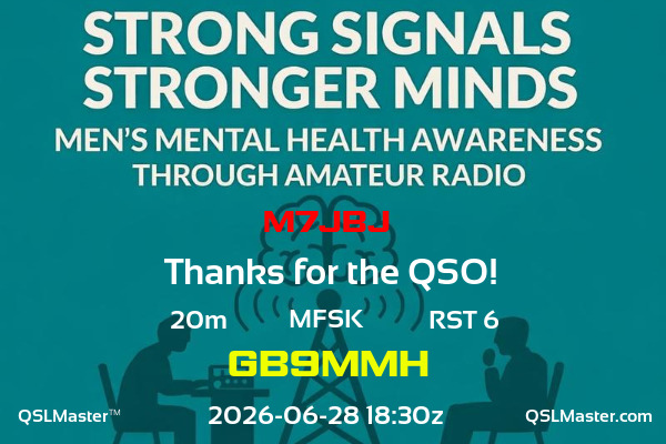 QSL Master Card for GB9MMH QSO with M7JBJ