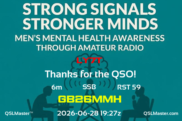 QSL Master Card for GB26MMH QSO with LY7T
