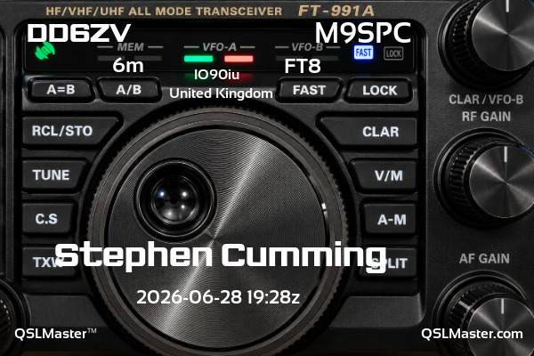 QSL Master Card for M9SPC QSO with DD6ZV