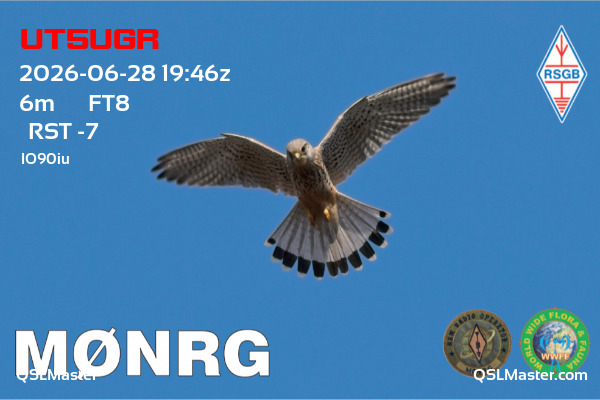 QSL Master Card for M0NRG QSO with UT5UGR