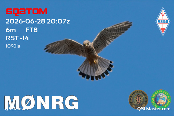 QSL Master Card for M0NRG QSO with SQ2TOM
