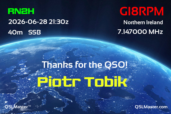 QSL Master Card for GI8RPM QSO with RN2H