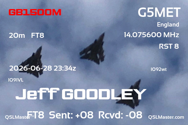 QSL Master Card for G5MET QSO with GB1500M