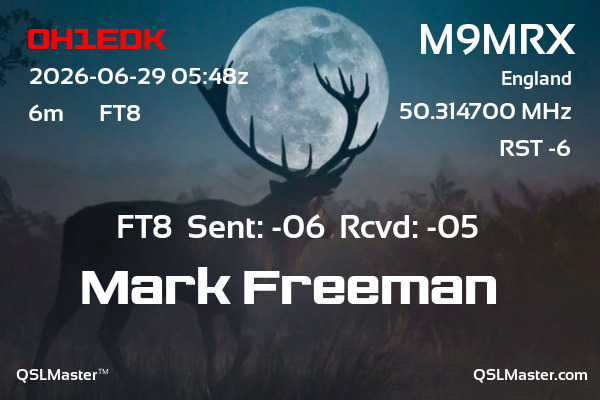 QSL Master Card for M9MRX QSO with OH1EDK