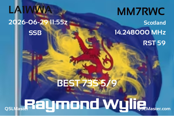 QSL Master Card for MM7RWC QSO with LA1WWA