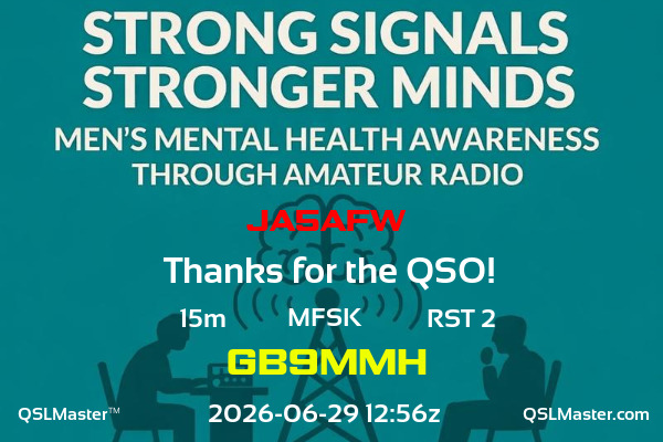 QSL Master Card for GB9MMH QSO with JA5AFW