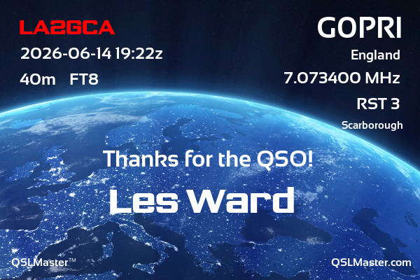 QSL Master Card for G0PRI QSO with LA2GCA