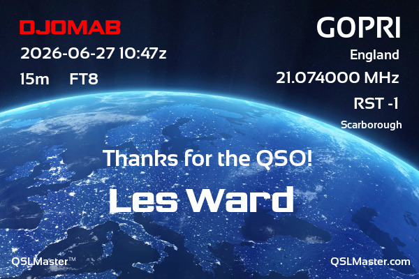 QSL Master Card for G0PRI QSO with DJ0MAB