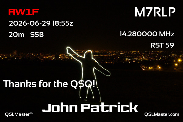 QSL Master Card for M7RLP QSO with RW1F