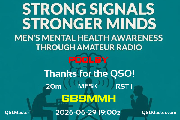 QSL Master Card for GB9MMH QSO with PD0LBY