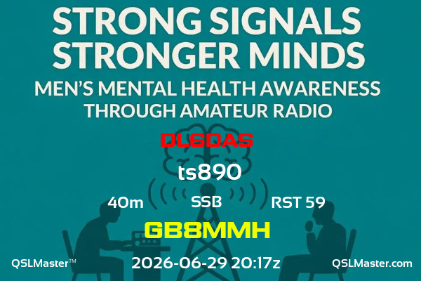 QSL Master Card for GB8MMH QSO with DL6DAS