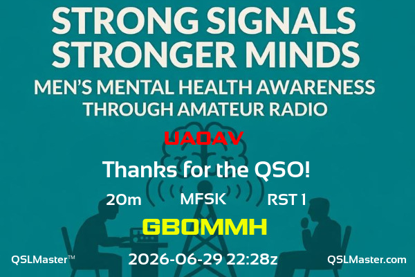 QSL Master Card for GB0MMH QSO with UA0AV