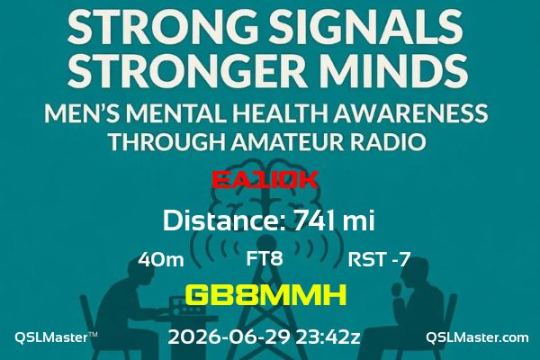 QSL Master Card for GB8MMH QSO with EA1IOK