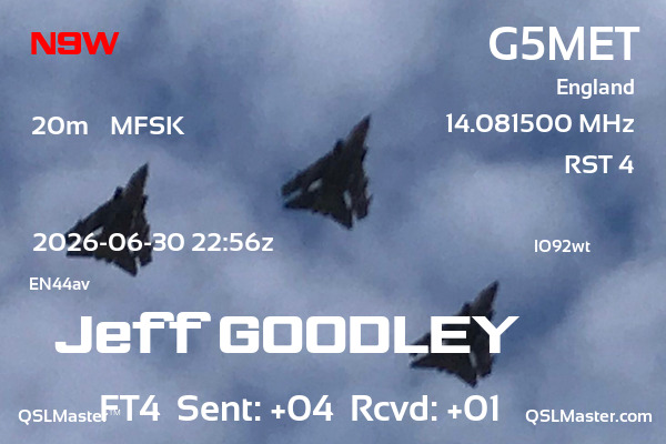 QSL Master Card for G5MET QSO with N9W
