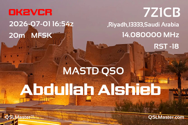 QSL Master Card for 7Z1CB QSO with OK2VCR