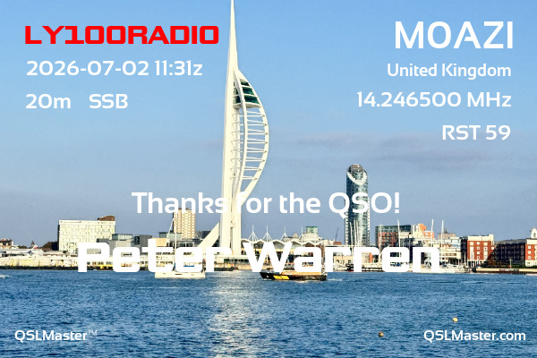 QSL Master Card for M0AZI QSO with LY100RADIO