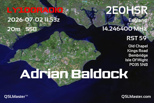 QSL Master Card for 2E0HSR QSO with LY100RADIO