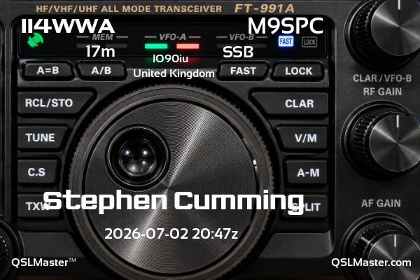 QSL Master Card for M9SPC QSO with II4WWA