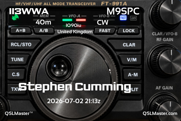 QSL Master Card for M9SPC QSO with II3WWA
