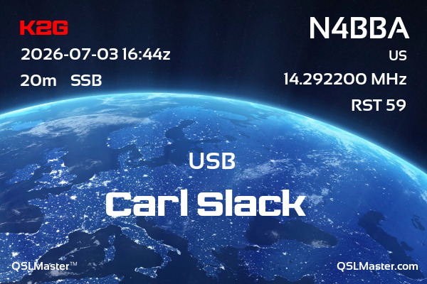 QSL Master Card for N4BBA QSO with K2G