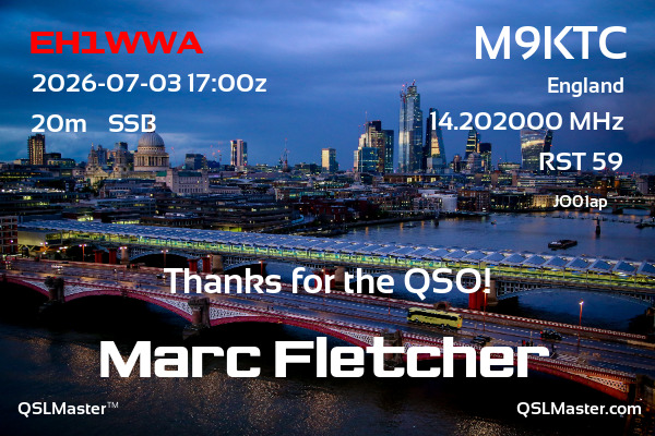 QSL Master Card for M9KTC QSO with EH1WWA