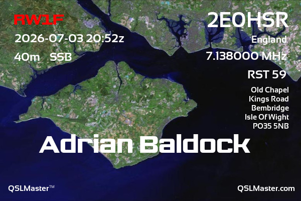QSL Master Card for 2E0HSR QSO with RW1F