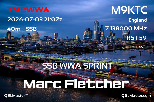 QSL Master Card for M9KTC QSO with TM2WWA