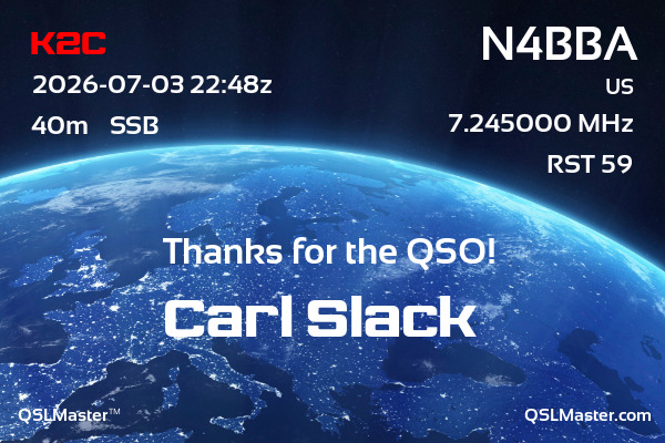 QSL Master Card for N4BBA QSO with K2C