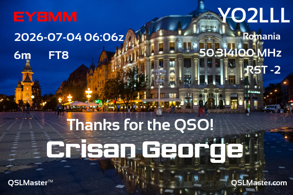 QSL Master Card for YO2LLL QSO with EY8MM