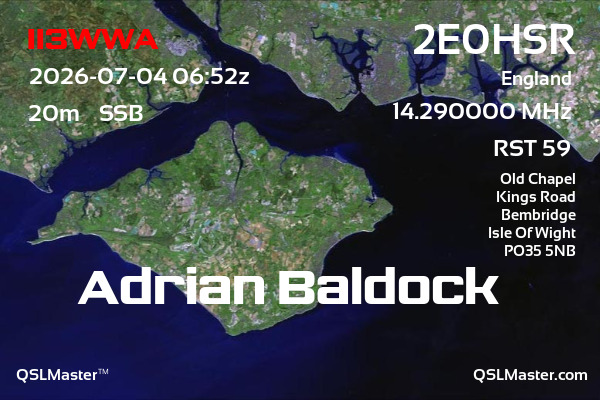 QSL Master Card for 2E0HSR QSO with II3WWA