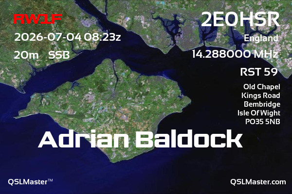 QSL Master Card for 2E0HSR QSO with RW1F