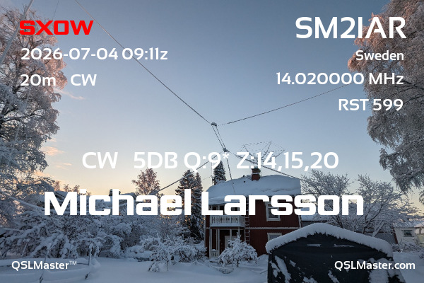 QSL Master Card for SM2IAR QSO with SX0W