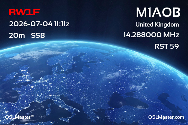 QSL Master Card for M1AOB QSO with RW1F