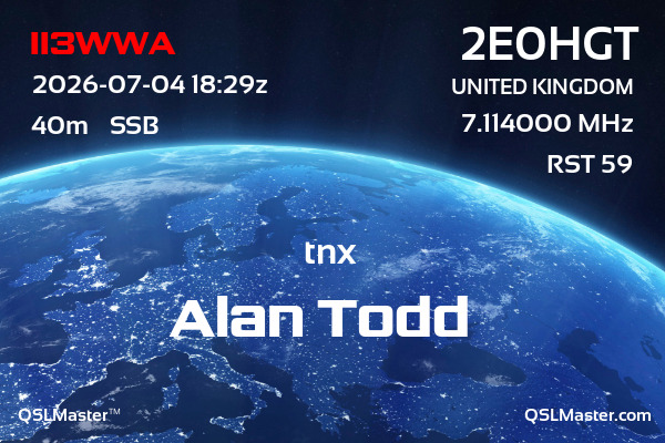 QSL Master Card for 2E0HGT QSO with II3WWA
