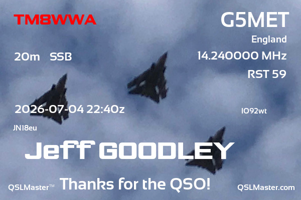 QSL Master Card for G5MET QSO with TM8WWA