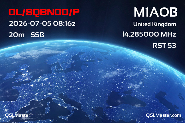 QSL Master Card for M1AOB QSO with DL/SQ8NOD/P