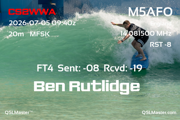QSL Master Card for M5AFO QSO with CS2WWA