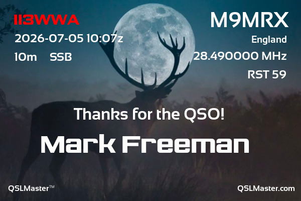 QSL Master Card for M9MRX QSO with II3WWA