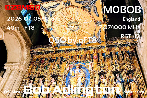 QSL Master Card for M0BOB QSO with OZ9MSD