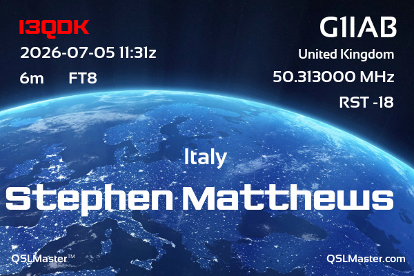 QSL Master Card for G1IAB QSO with I3QDK
